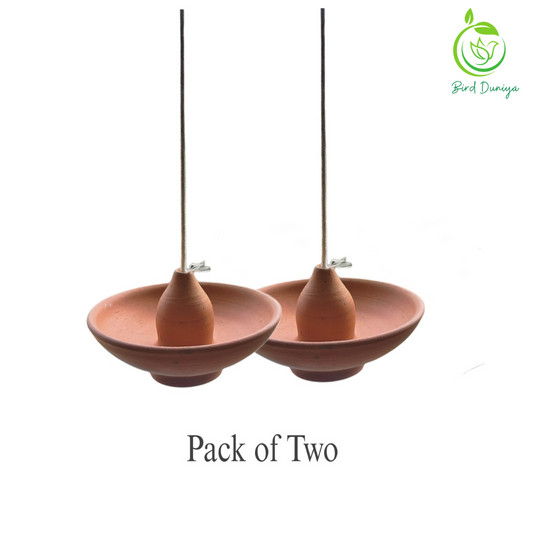 Bird Duniya Terracotta Clay Bird Feeder Pack of two